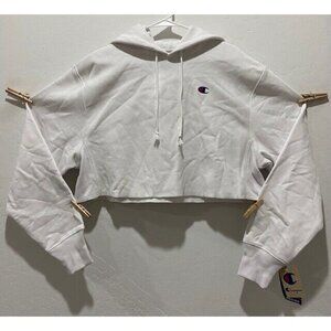 NWT Champion Short Heavyweight Hoodie Size M Long Sleeve White Reverse Weave